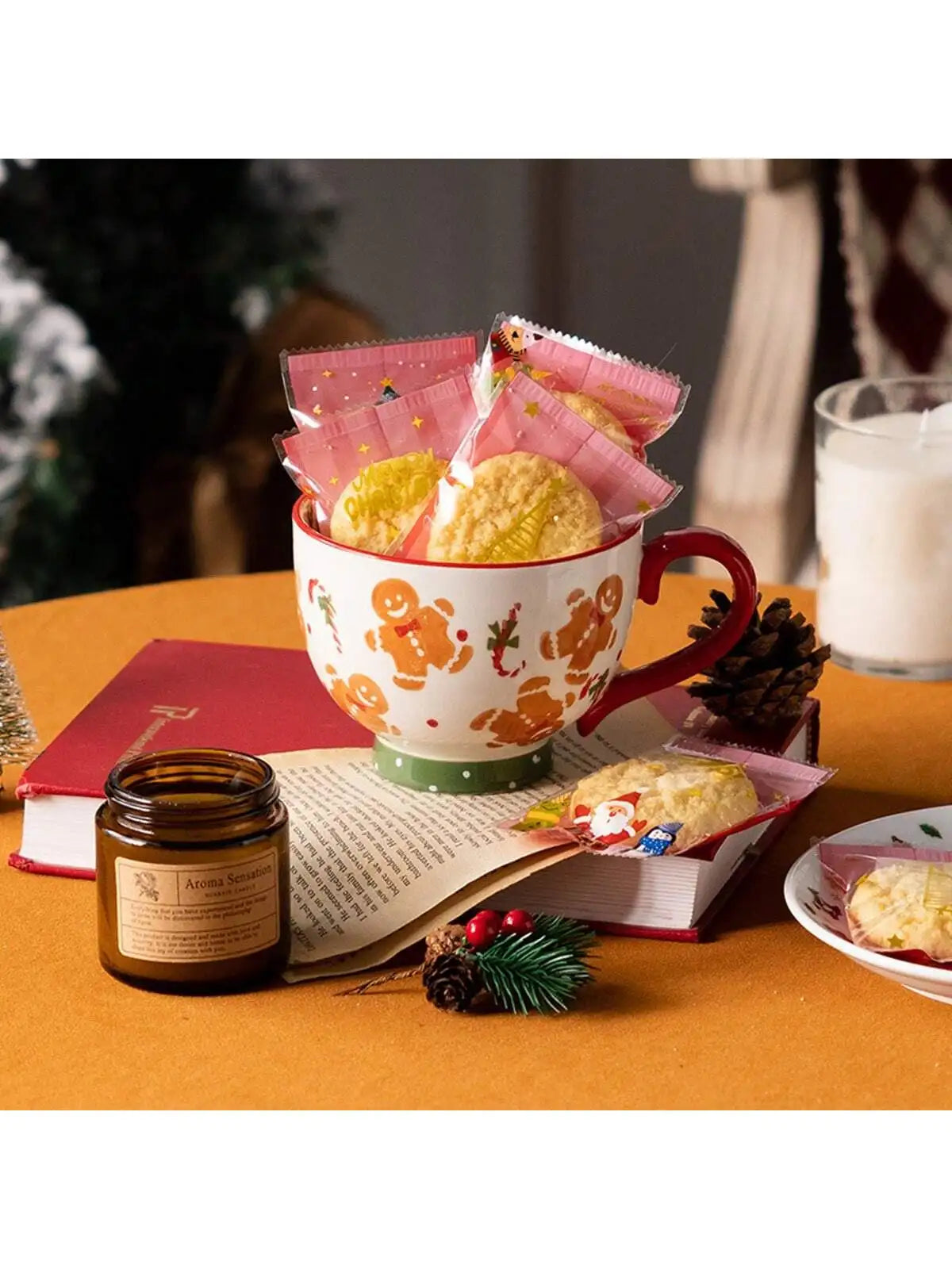 Christmas Mug, Cartoon Gingerbread Man Santa