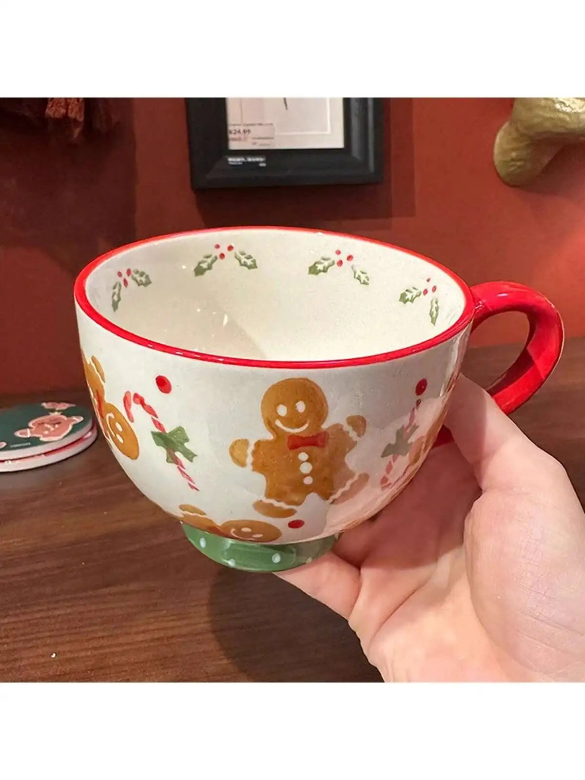 Christmas Mug, Cartoon Gingerbread Man Santa