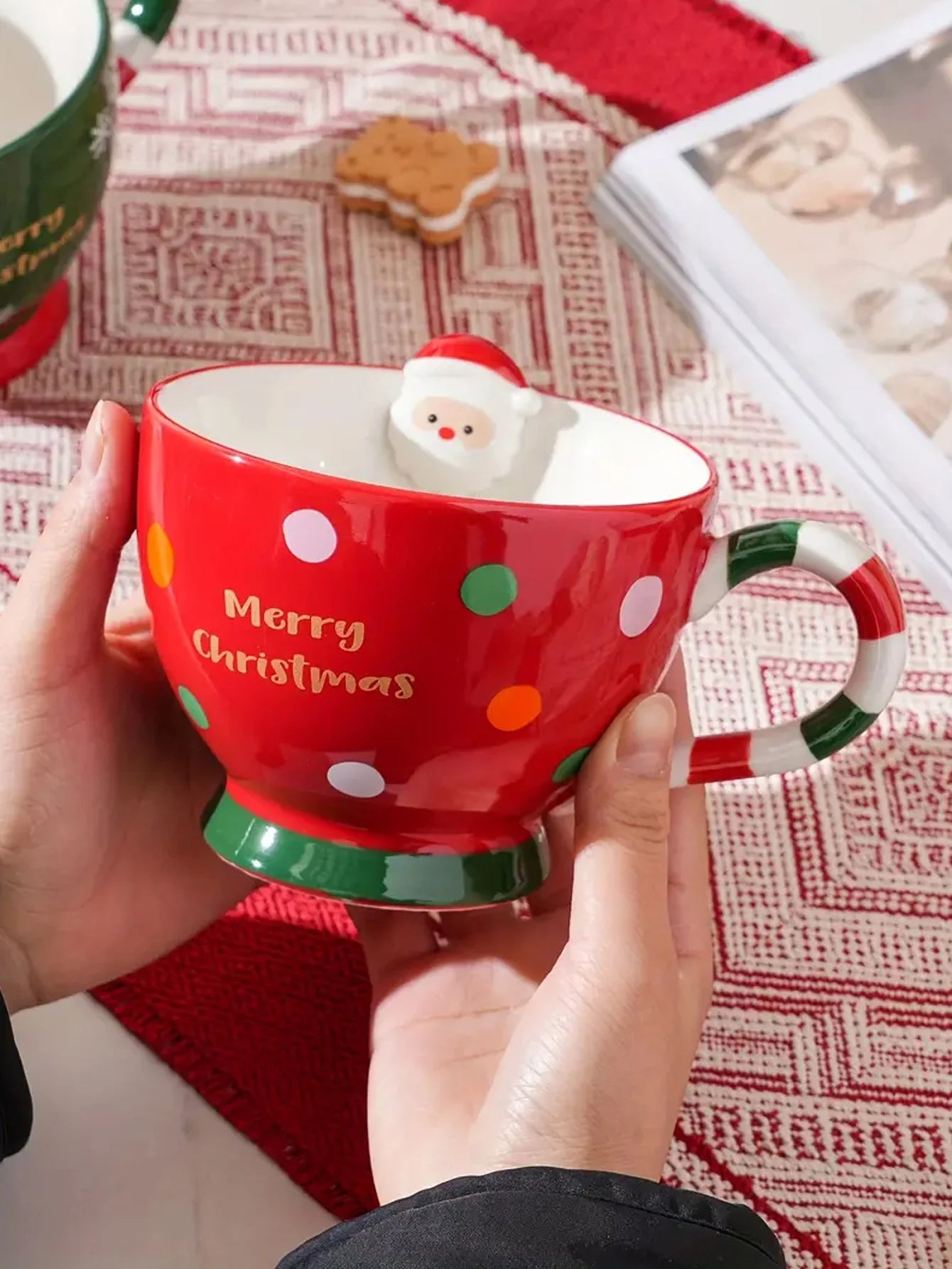 Christmas Mug, Cartoon Gingerbread Man Santa