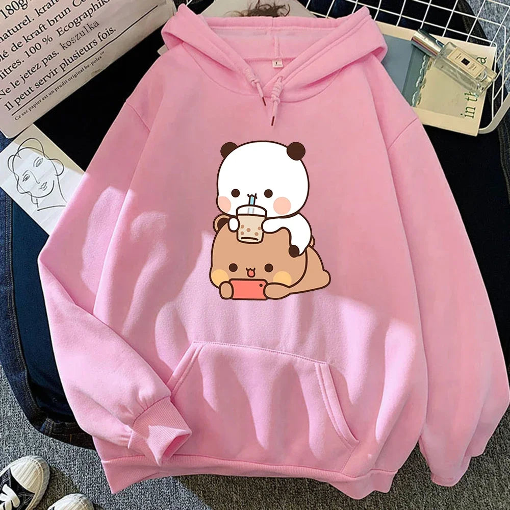 Bubu And Dudu Drink Bubble Tea Print Women Hoodie