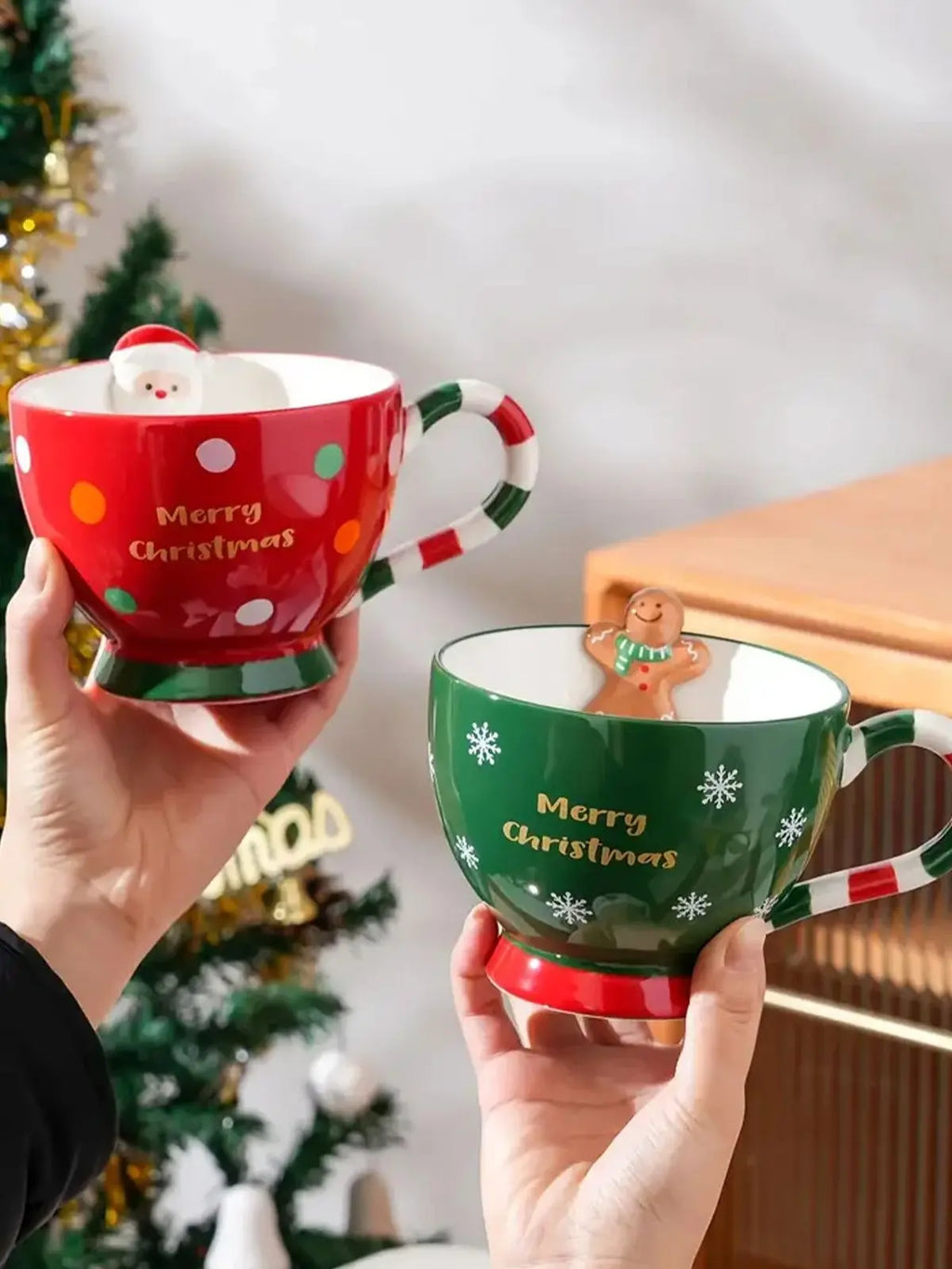 Christmas Mug, Cartoon Gingerbread Man Santa