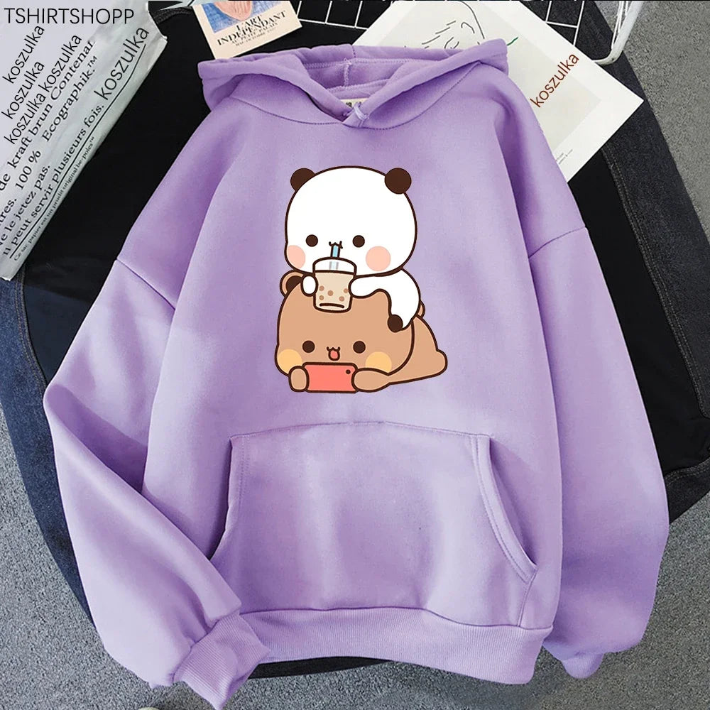 Bubu And Dudu Drink Bubble Tea Print Women Hoodie
