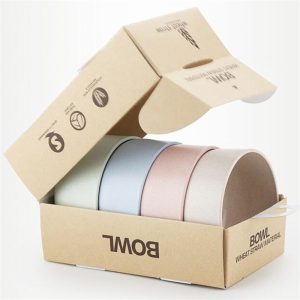 4PC/Set Wheat Fiber Bowl Lovely Colorful Kid Cutlery Environmental Dinnerware Food Container