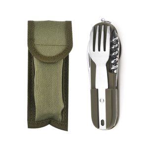7-in-1 multifunctional stainless steel foldable outdoor camp tableware