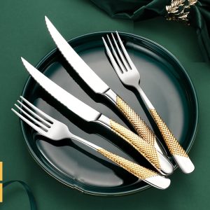 Home Tableware Cutlery Set Golden Cutlery Stainless Steel