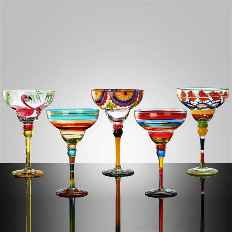 Colorful Wine Glasses Cups Cocktail Goblet Champagne Cup Glasses Bar Party Home DrinkWare Wedding Gifts Kitchen Accessories NEW